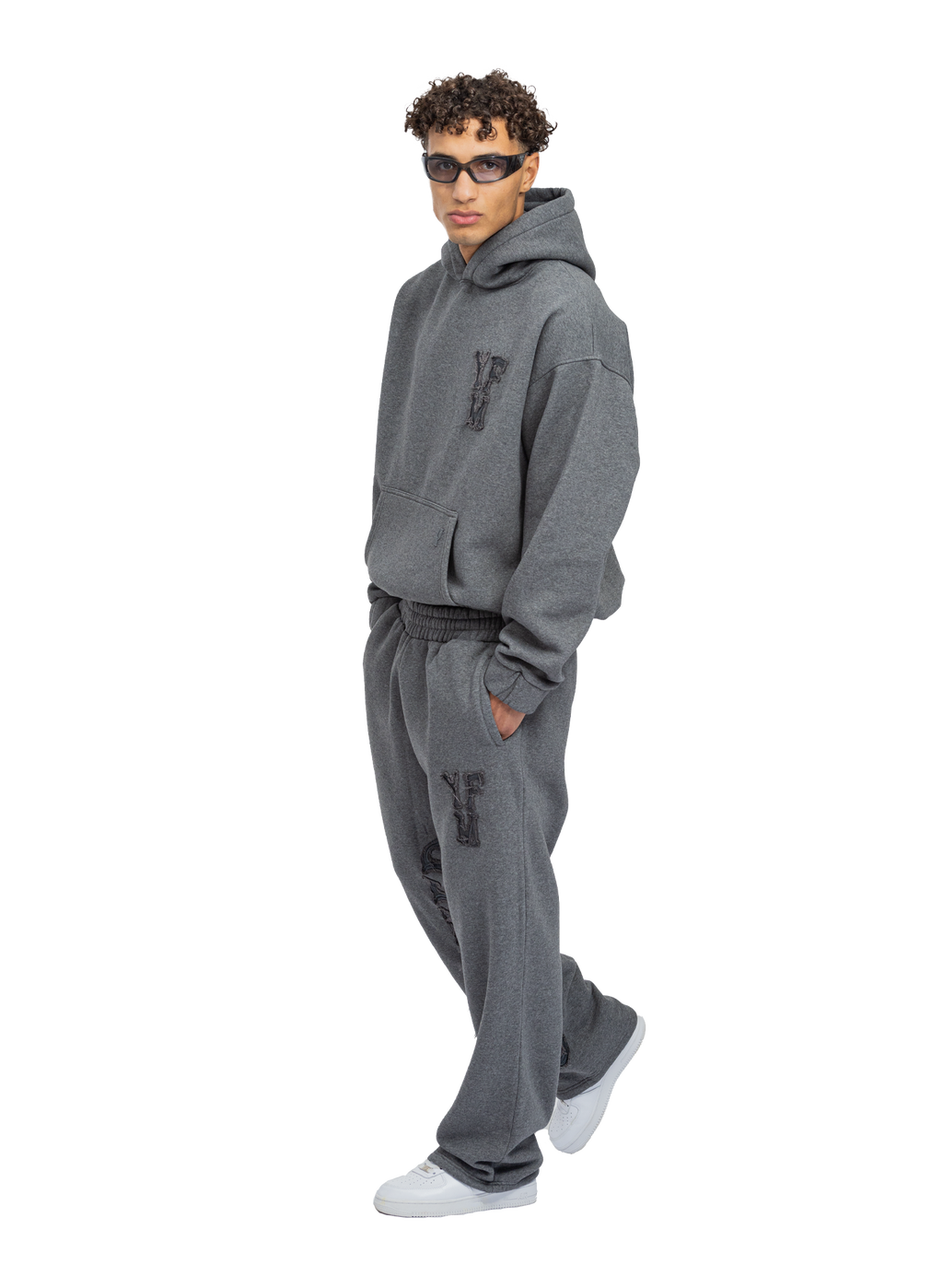 SUDADERA CON CAPUCHA C/A MEZCLADA OSCURA