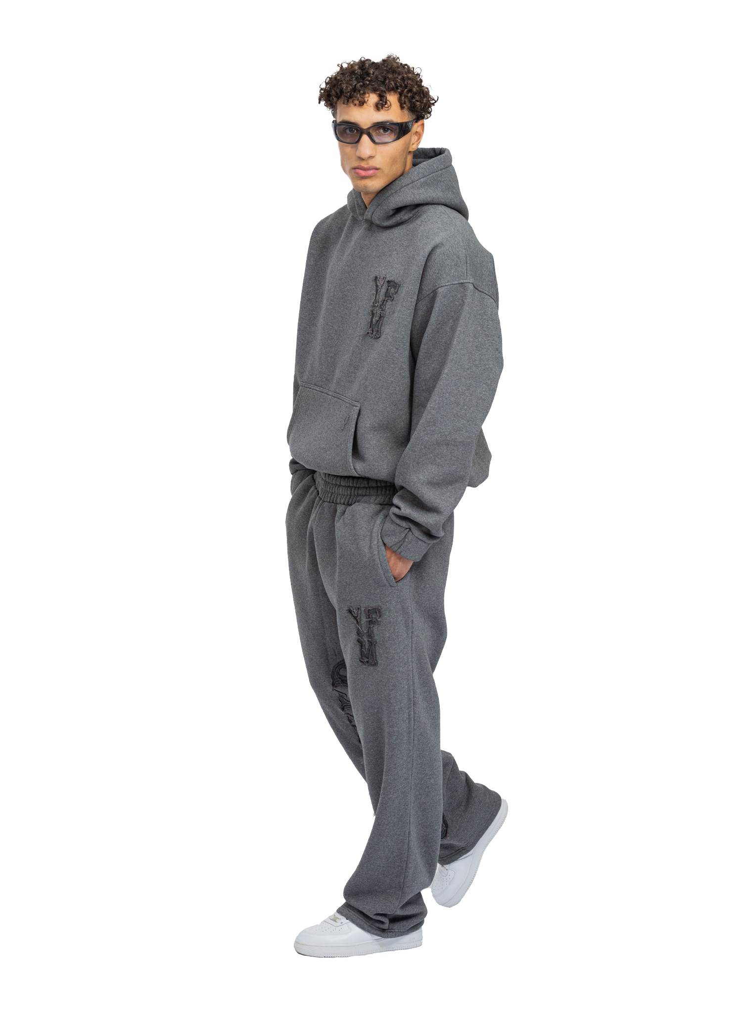 SUDADERA CON CAPUCHA C/A MEZCLADA OSCURA